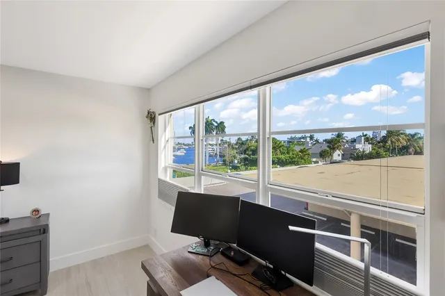 a view of work space with windows