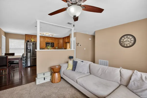 a living room with furniture