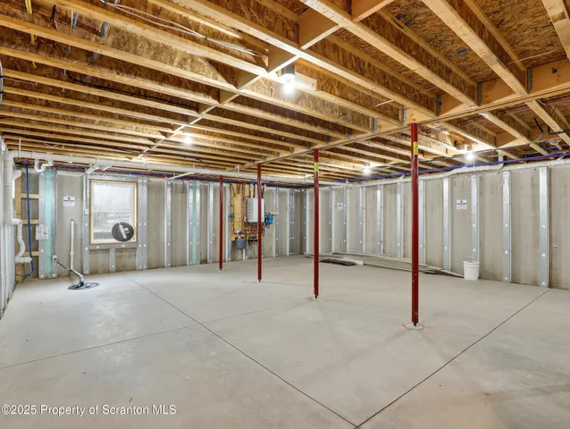 a view of a living room with a large window