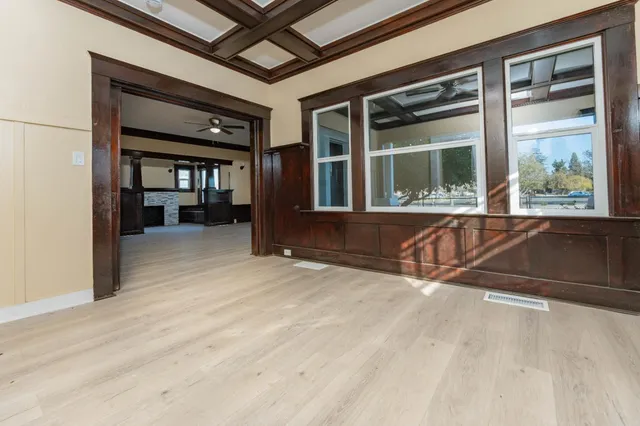 an empty room with windows