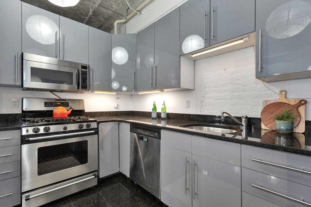 10 Williams Street, Unit 13 Boston, MA 02119 - Photo 20 of 38 a kitchen with cabinets stainless steel appliances and a sink