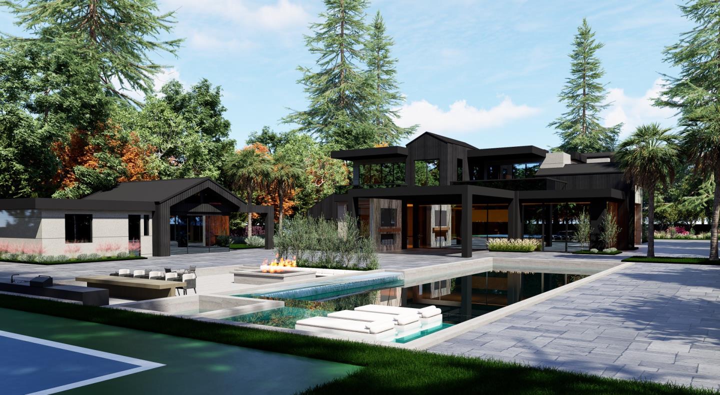 a view of house with outdoor seating and kitchen view