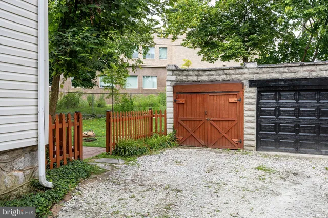 a view of outdoor space garage and hall