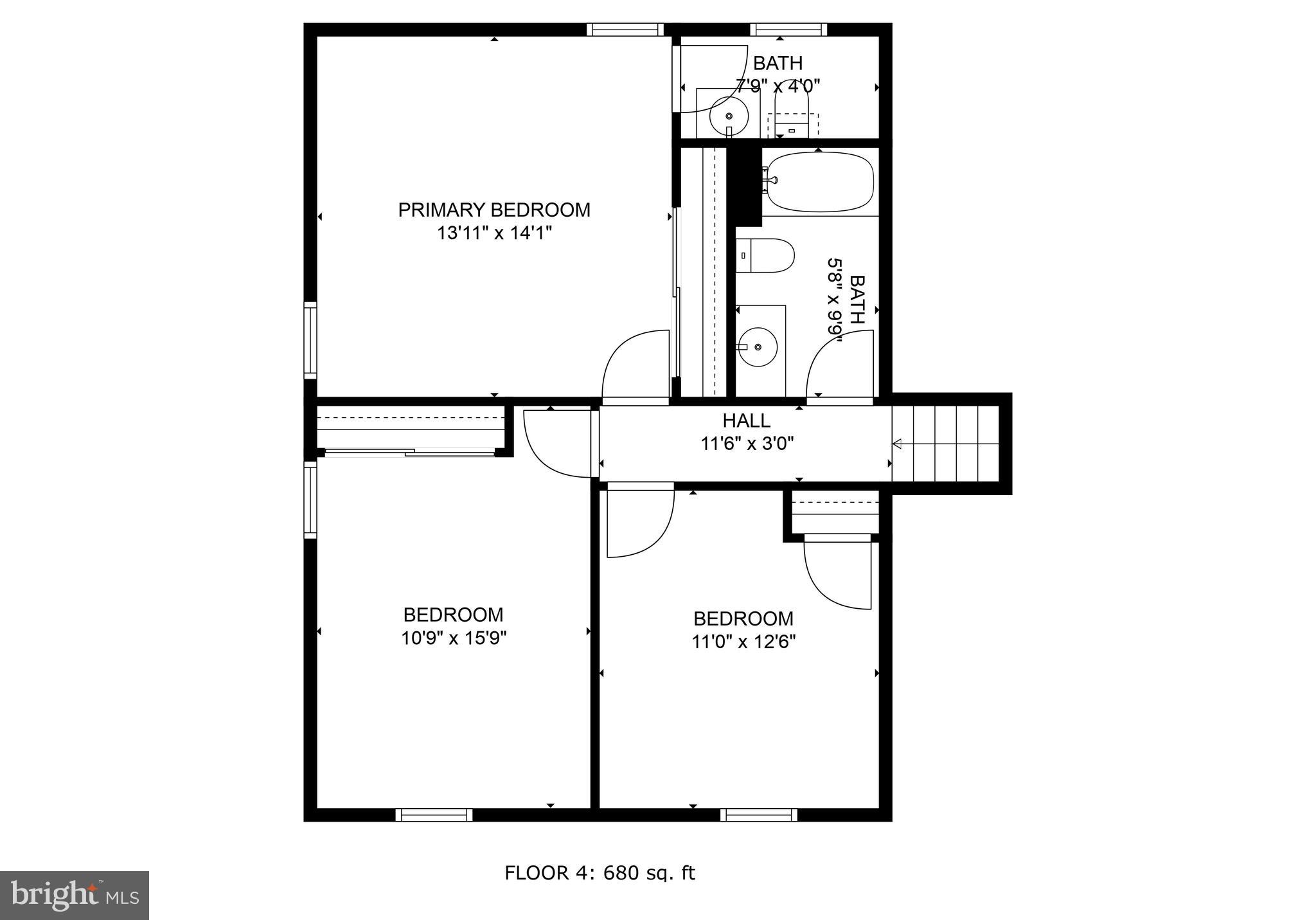 2446 Lodge Farm Road Sparrows Point, MD 21219 - Photo 50 of 52 Upper-Level Floor Plan - Room Measurements