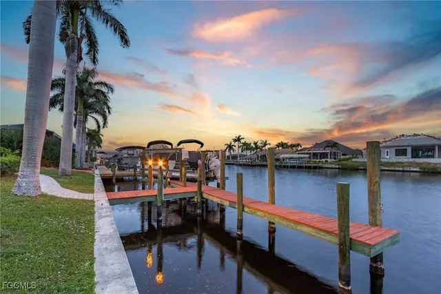 a view of a lake with sitting area