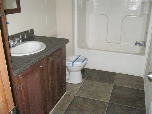 1064 Parrish Road Goodview, VA 24095 - Photo 15 of 21 a bathroom with a granite countertop sink a toilet and a mirror
