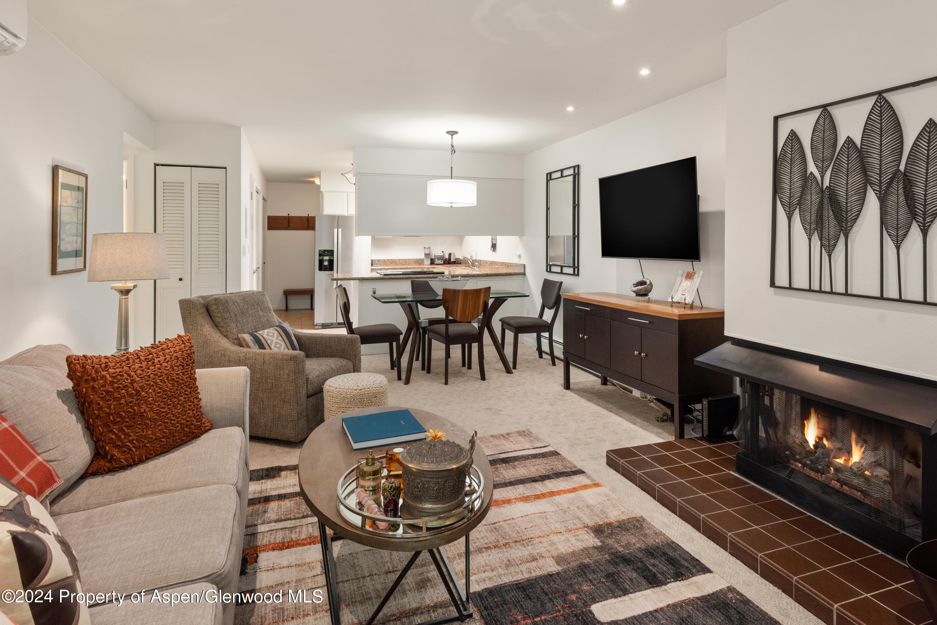 205 East Durant Avenue, Unit 3F Aspen, CO 81611 - Photo 2 of 20 a living room with furniture and a flat screen tv