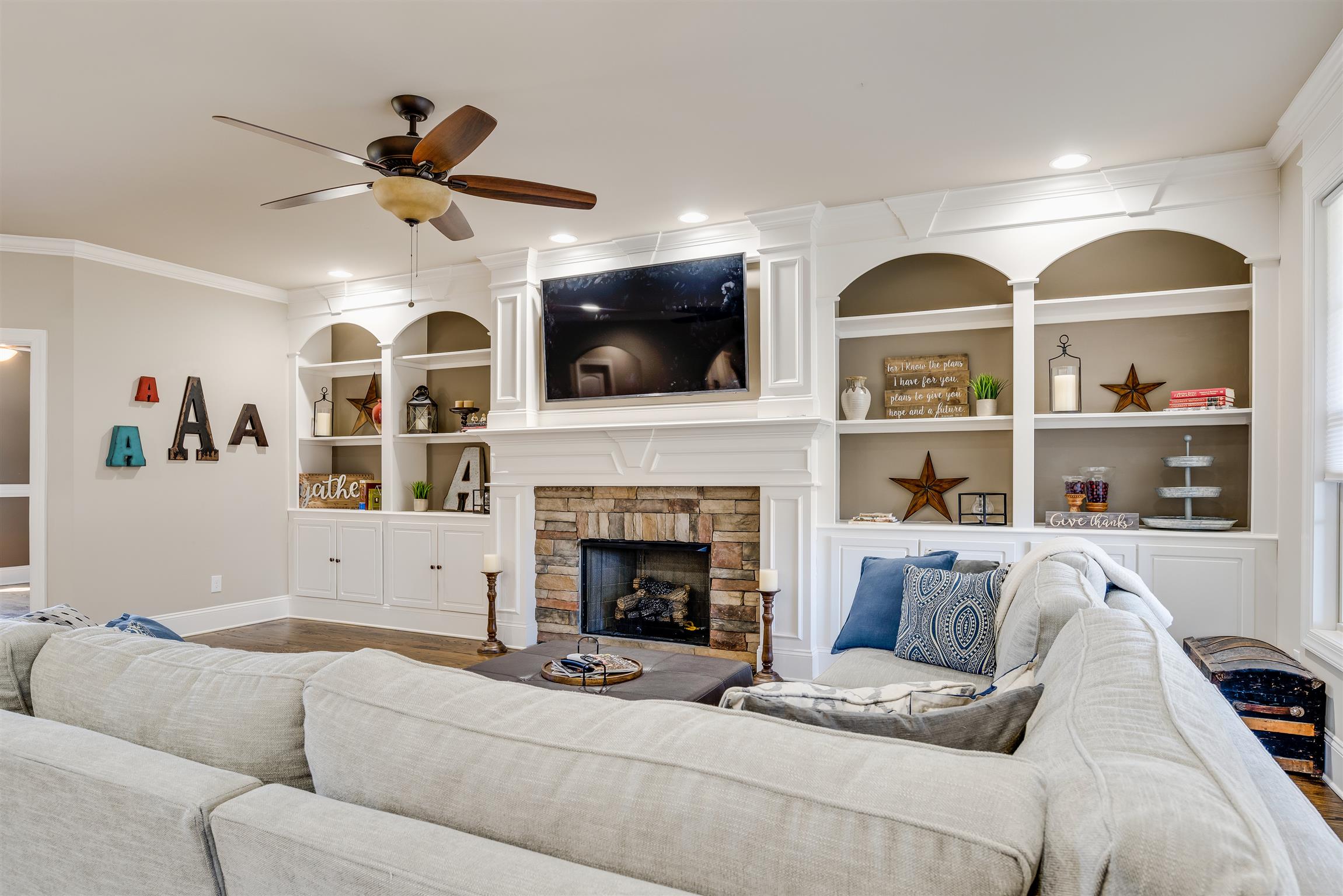 2072 Autumn Ridge Way Spring Hill, TN 37174 - Photo 8 of 30 Living Room - Large Built-In's surround the gas fireplace!