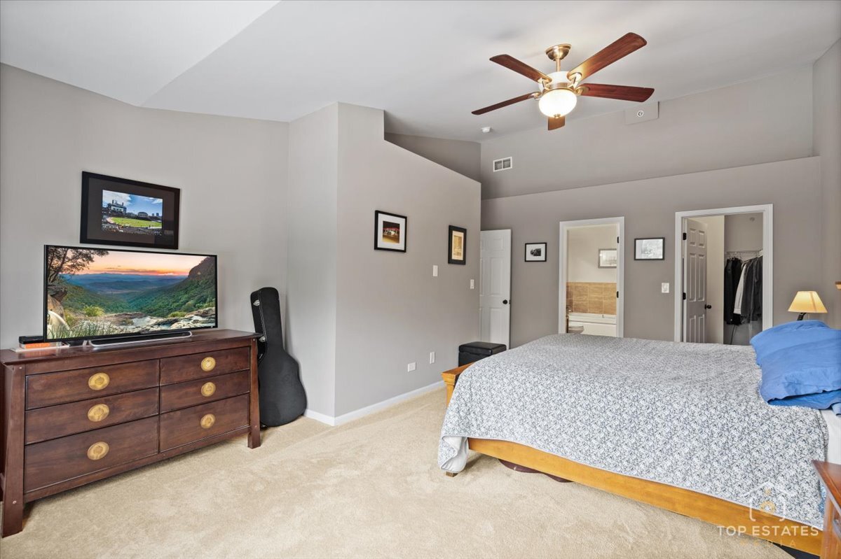 1651 Pauline Circle, Unit 1651 Mundelein, IL 60060 - Photo 23 of 42 a bedroom with a bed and a flat screen tv