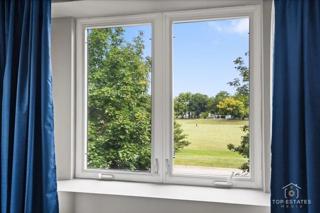 a view of a lake from a window