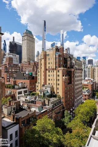 a view of a city with tall buildings