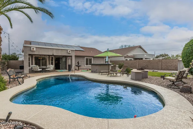 an aerial view of a house