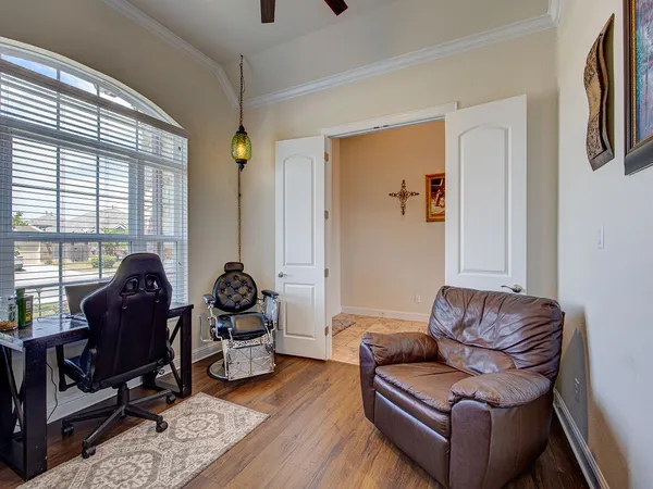 a living room with furniture