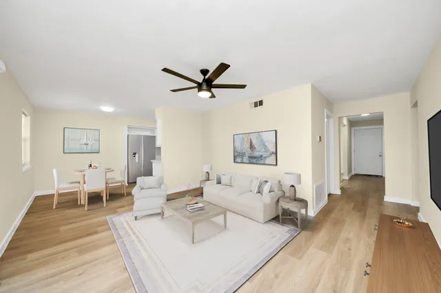 a living room with furniture