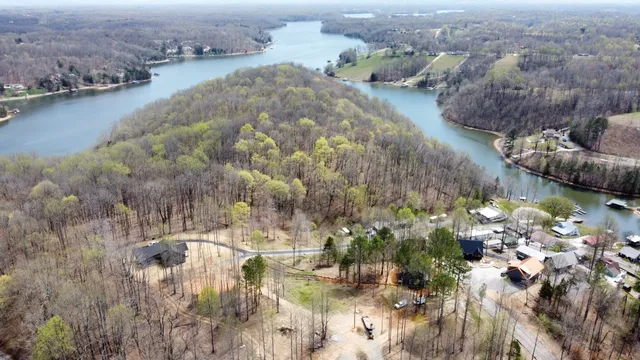 a view of a lake with mountain