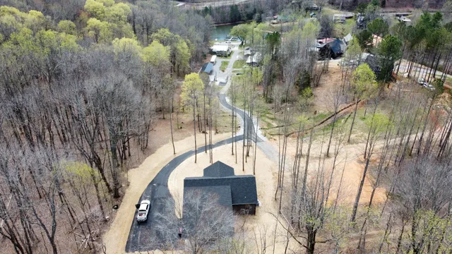 a view of a lake with mountain in the back