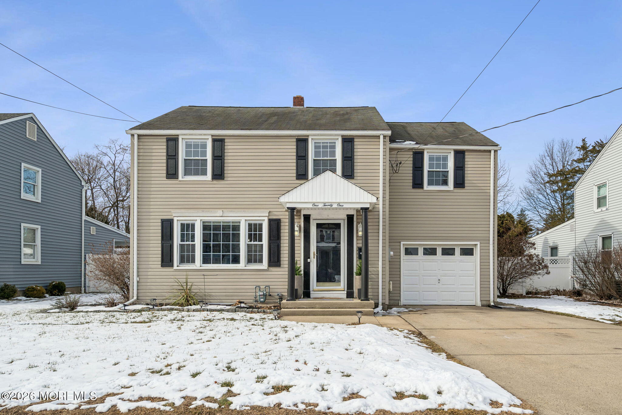 a front view of a house