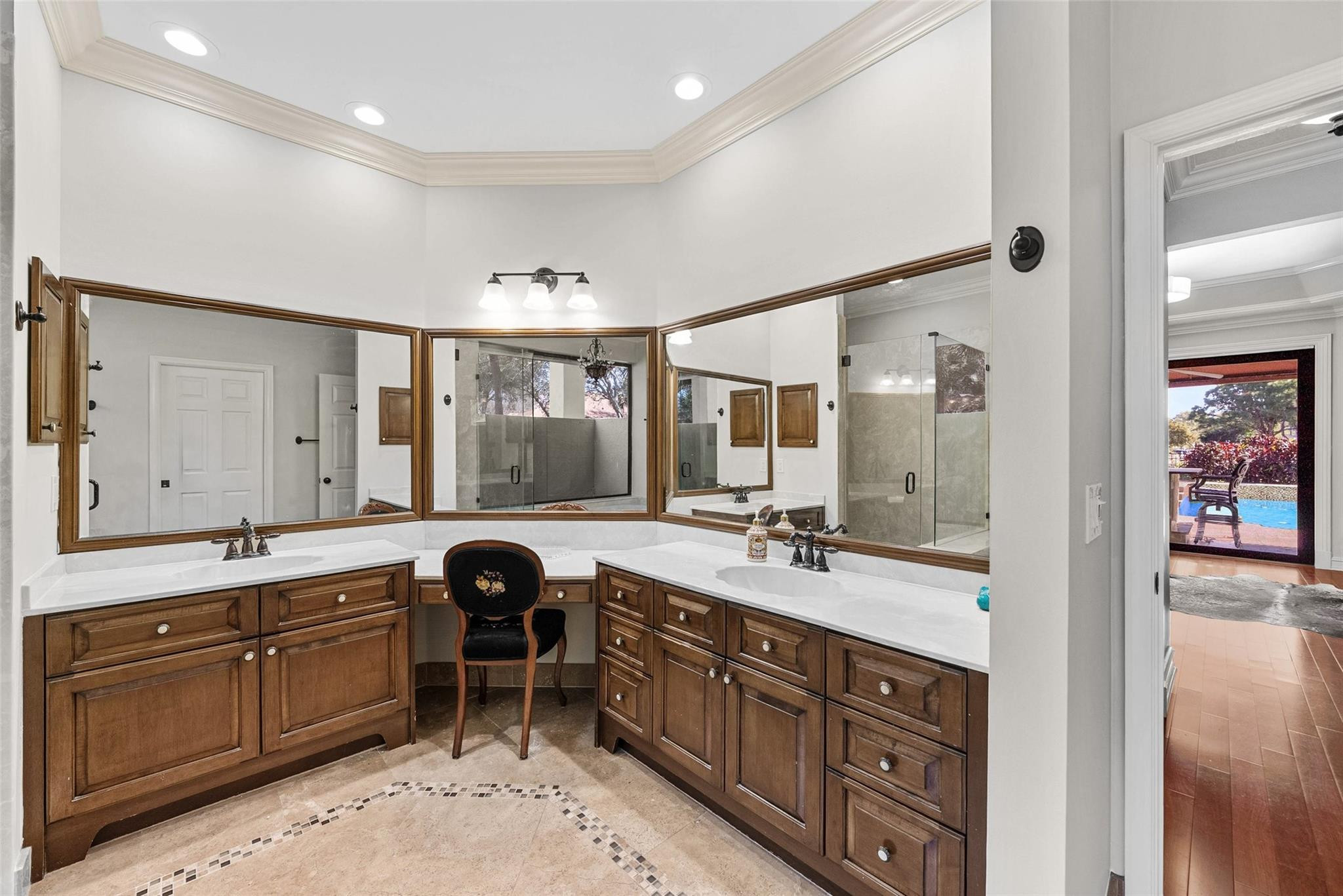 2455 Hampton Bridge Road Delray Beach, FL 33445 - Photo 18 of 46 a spacious bathroom with a sink double vanity granite and a mirror