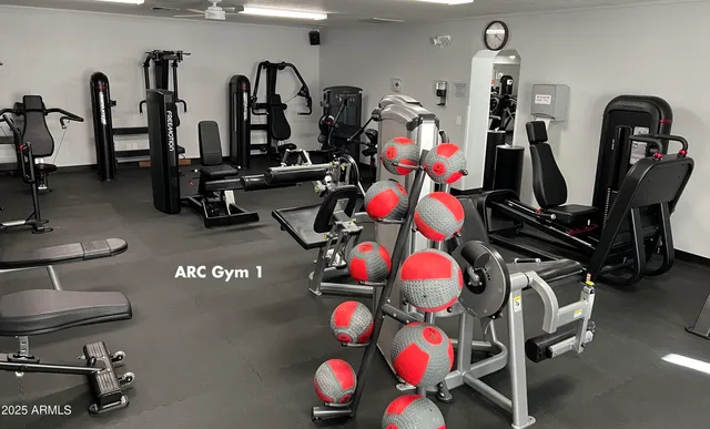 a view of a room with gym equipment