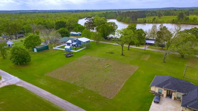 swimming pool with lake view
