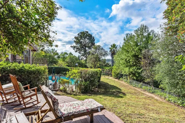 an aerial view of a house with a swimming pool