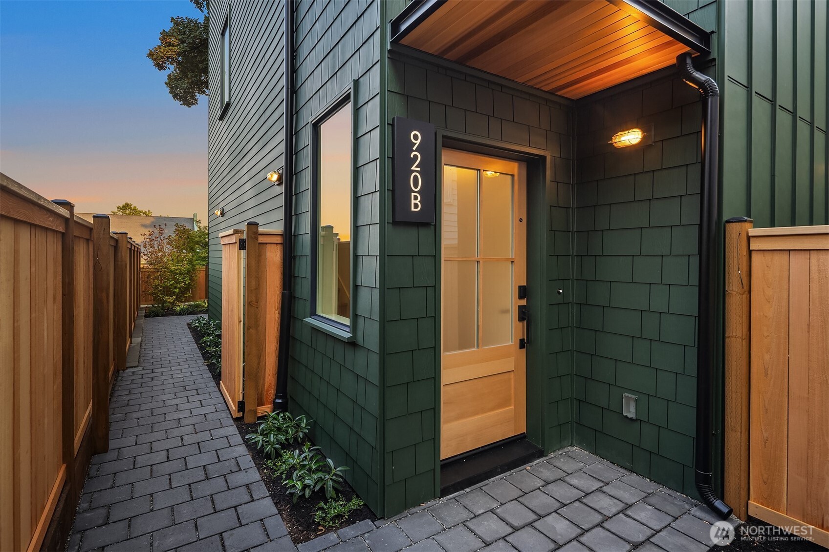 a view of a wooden door