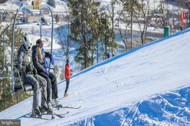 a view of a lake with a big yard