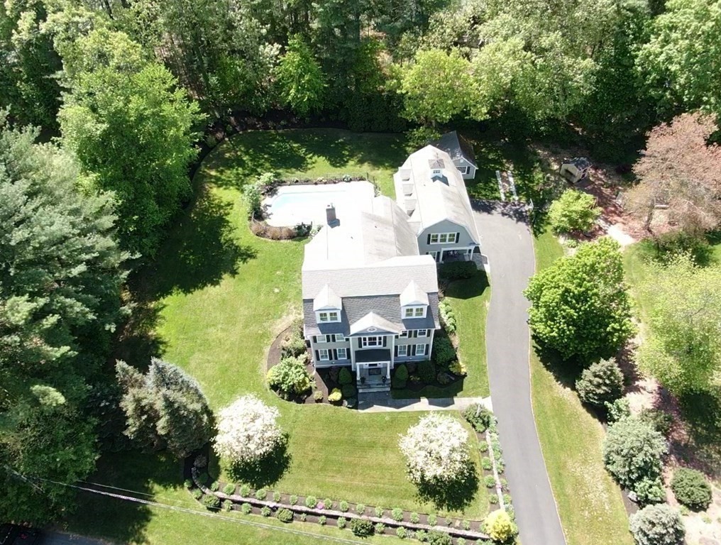 19 Marked Tree Road Sudbury, MA 01776 - Photo 33 of 42 an aerial view of a house with yard swimming pool and outdoor seating