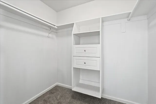 a view of an empty walk in closet
