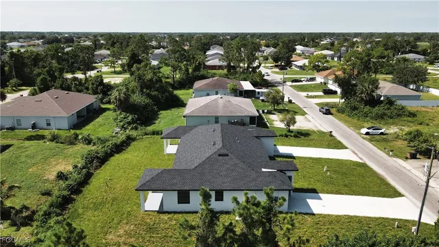 an aerial view of a house