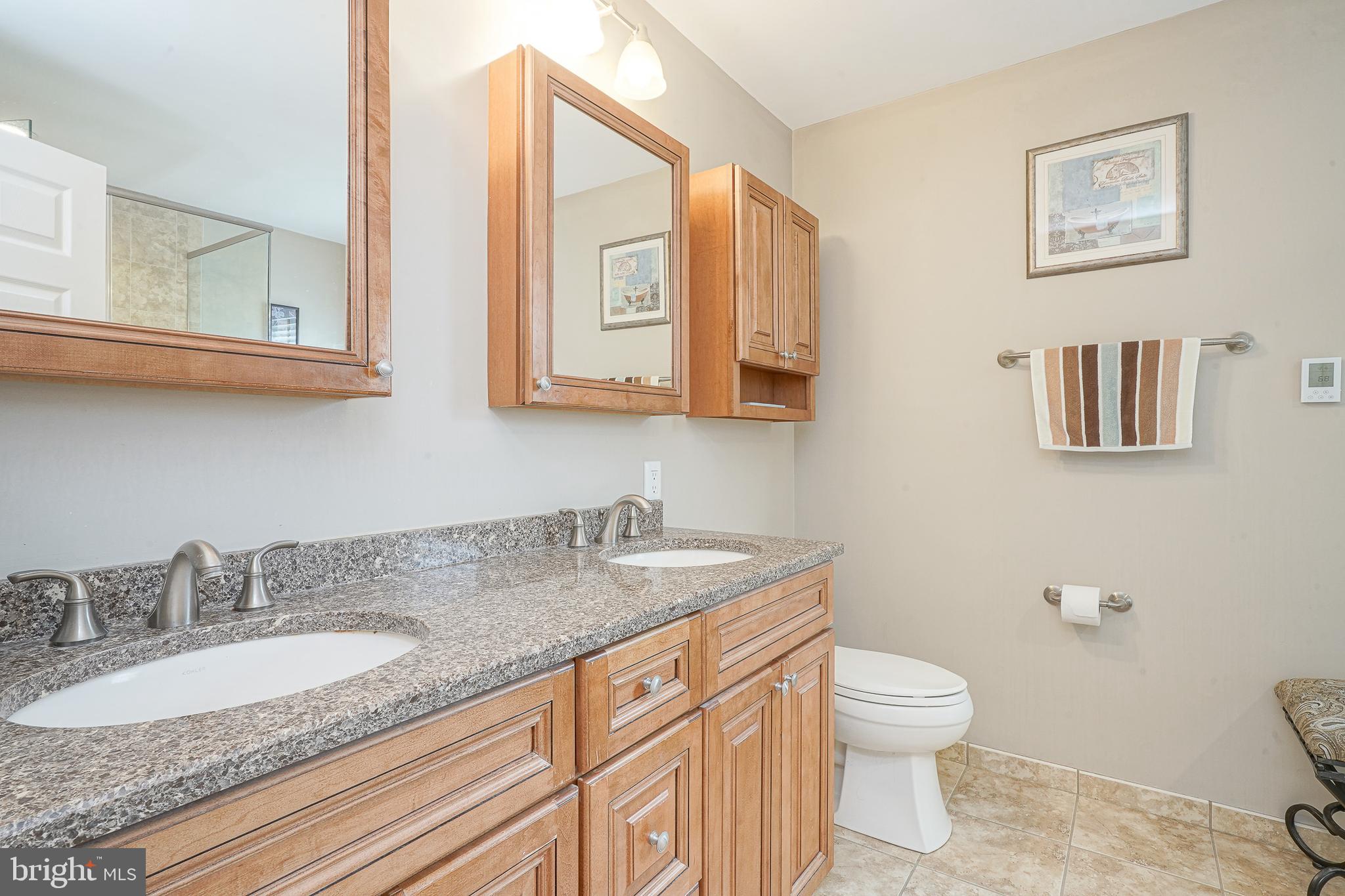 14 Filly Way Sewell, NJ 08080 - Photo 33 of 44 a bathroom with a granite countertop sink and a toilet