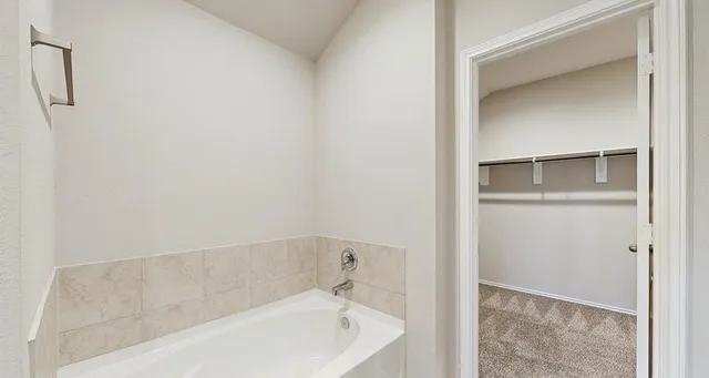 a bathroom with a bathtub