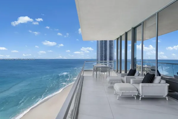 a view of an ocean in the background