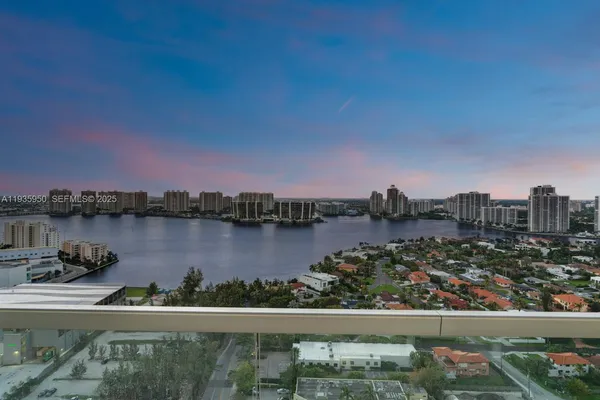 a view of a balcony with city view