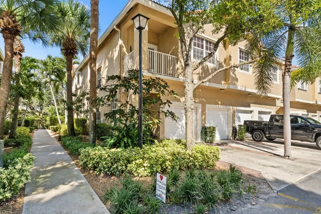 a view of a building with a garden