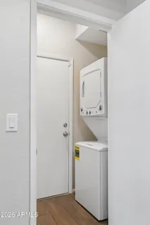 a utility room with a washer and dryer
