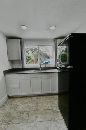 a bathroom with a sink vanity mirror and shower