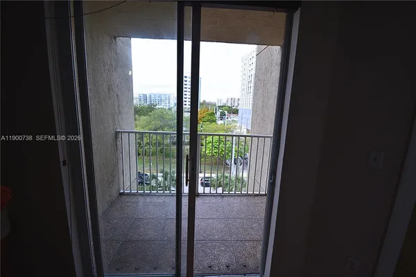 a view of a glass door