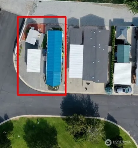 an aerial view of a house