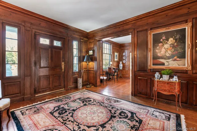 wooden floor with a rug