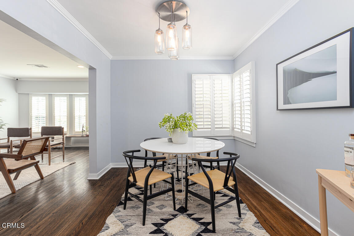 419 Cambridge Drive Burbank, CA 91504 - Photo 11 of 38 a view of a dining room with furniture window and wooden floor