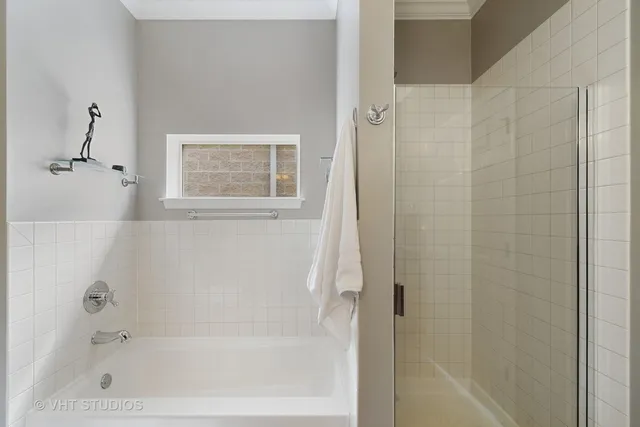 a bathroom with a bathtub