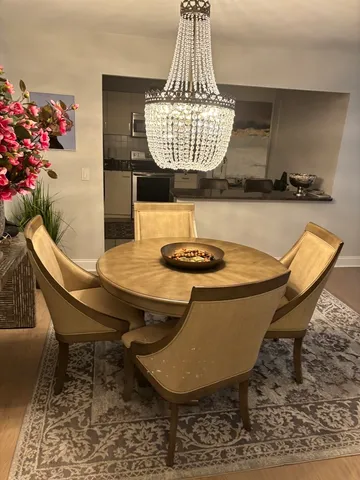 a dining room with furniture