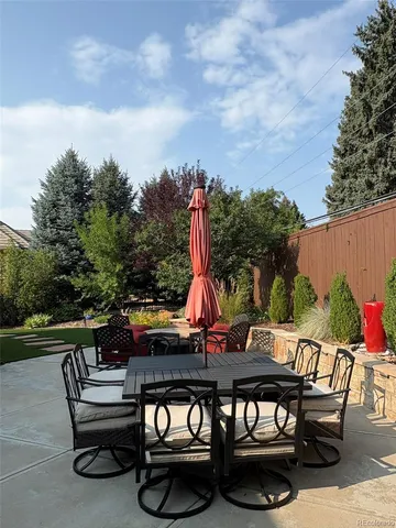 a view of a swimming pool with an outdoor space