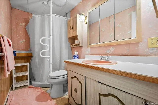 a living room with a large window