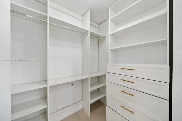 a close up view of a closet