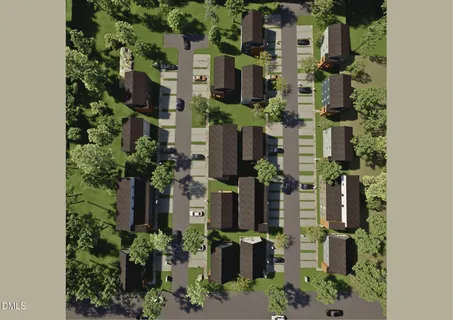 an aerial view of multiple house