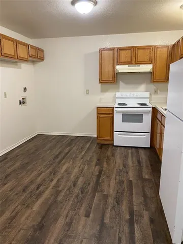 a kitchen with a stove a sink and a refrigerator