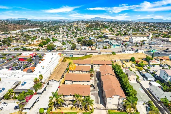an aerial view of a city