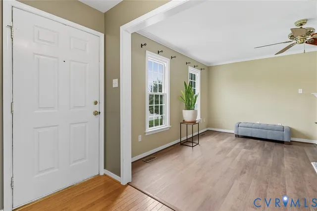 an empty room with windows